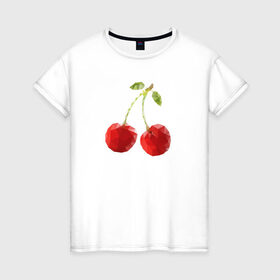 Женская футболка хлопок с принтом Вишенки в Тюмени, 100% хлопок | прямой крой, круглый вырез горловины, длина до линии бедер, слегка спущенное плечо | вишня | отдых | отпуск | тропик | фрукты | ягоды