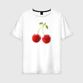 Женская футболка хлопок Oversize с принтом Вишенки в Тюмени, 100% хлопок | свободный крой, круглый ворот, спущенный рукав, длина до линии бедер
 | Тематика изображения на принте: вишня | отдых | отпуск | тропик | фрукты | ягоды