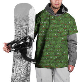 Накидка на куртку 3D с принтом Грустные лягушки в Тюмени, 100% полиэстер |  | frog | mem | sad | мем
