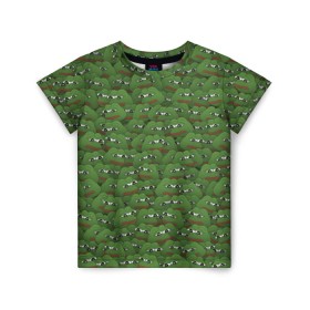Детская футболка 3D с принтом Грустные лягушки в Тюмени, 100% гипоаллергенный полиэфир | прямой крой, круглый вырез горловины, длина до линии бедер, чуть спущенное плечо, ткань немного тянется | Тематика изображения на принте: frog | mem | sad | мем