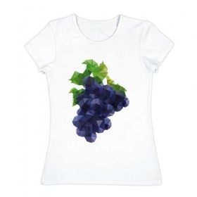 Женская футболка хлопок с принтом Виноград в Тюмени, 100% хлопок | прямой крой, круглый вырез горловины, длина до линии бедер, слегка спущенное плечо | виноград | геометрия | отдых | отпуск | тропик | фрукты