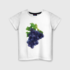 Детская футболка хлопок с принтом Виноград в Тюмени, 100% хлопок | круглый вырез горловины, полуприлегающий силуэт, длина до линии бедер | Тематика изображения на принте: виноград | геометрия | отдых | отпуск | тропик | фрукты