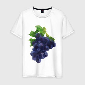 Мужская футболка хлопок с принтом Виноград в Тюмени, 100% хлопок | прямой крой, круглый вырез горловины, длина до линии бедер, слегка спущенное плечо. | Тематика изображения на принте: виноград | геометрия | отдых | отпуск | тропик | фрукты