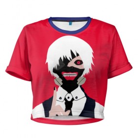 Женская футболка 3D укороченная с принтом Tokyo Ghoul в Тюмени, 100% полиэстер | круглая горловина, длина футболки до линии талии, рукава с отворотами | anime | tokyo ghoul | аниме | гуль | токийский гуль