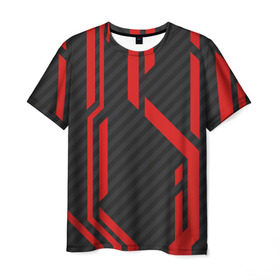 Мужская футболка 3D с принтом CSGO Redline в Тюмени, 100% полиэфир | прямой крой, круглый вырез горловины, длина до линии бедер | counter strike | cs go | cs go redline | redline pattern