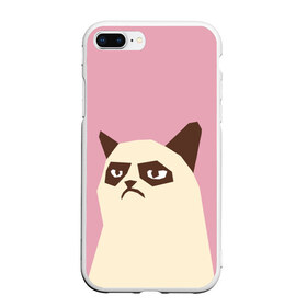 Чехол для iPhone 7Plus/8 Plus матовый с принтом Grumpy cat pink в Тюмени, Силикон | Область печати: задняя сторона чехла, без боковых панелей | кот | мем | угрюмый