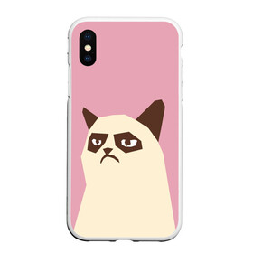 Чехол для iPhone XS Max матовый с принтом Grumpy cat pink в Тюмени, Силикон | Область печати: задняя сторона чехла, без боковых панелей | кот | мем | угрюмый