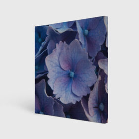 Холст квадратный с принтом Синие цветочки в Тюмени, 100% ПВХ |  | синий | сиреневый | цветок | цветы