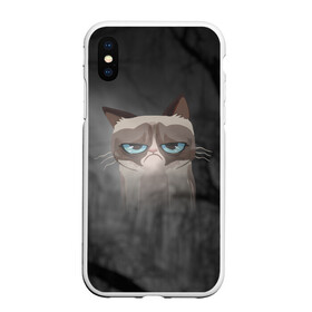 Чехол для iPhone XS Max матовый с принтом Grumpy Cat в Тюмени, Силикон | Область печати: задняя сторона чехла, без боковых панелей | кот | мем | угрюмый