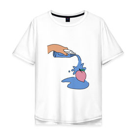 Мужская футболка хлопок Oversize с принтом peach water в Тюмени, 100% хлопок | свободный крой, круглый ворот, “спинка” длиннее передней части | peach | tmblr | tumbler | water | вода | персик