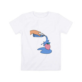 Детская футболка хлопок с принтом peach water в Тюмени, 100% хлопок | круглый вырез горловины, полуприлегающий силуэт, длина до линии бедер | Тематика изображения на принте: peach | tmblr | tumbler | water | вода | персик