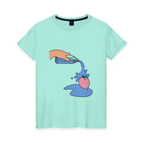 Женская футболка хлопок с принтом peach water в Тюмени, 100% хлопок | прямой крой, круглый вырез горловины, длина до линии бедер, слегка спущенное плечо | peach | tmblr | tumbler | water | вода | персик