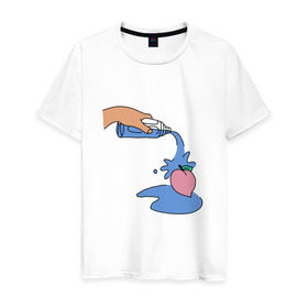Мужская футболка хлопок с принтом peach water в Тюмени, 100% хлопок | прямой крой, круглый вырез горловины, длина до линии бедер, слегка спущенное плечо. | peach | tmblr | tumbler | water | вода | персик