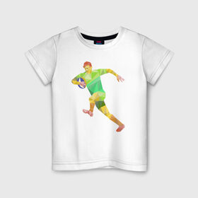 Детская футболка хлопок с принтом Регбист в Тюмени, 100% хлопок | круглый вырез горловины, полуприлегающий силуэт, длина до линии бедер | геометрия | игра | кубок | мяч | полигональный | регби | спорт | футбол