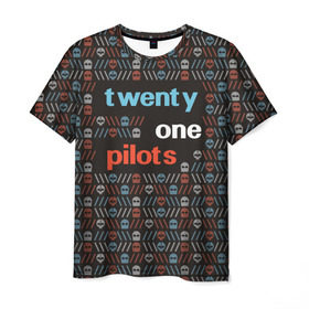 Мужская футболка 3D с принтом Twenty one pilots в Тюмени, 100% полиэфир | прямой крой, круглый вырез горловины, длина до линии бедер | Тематика изображения на принте: 21 pilots