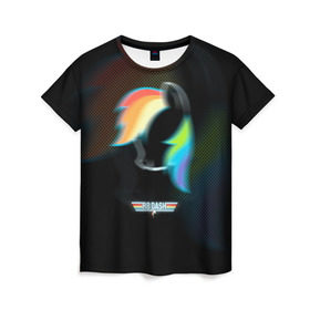 Женская футболка 3D с принтом My Little Pony в Тюмени, 100% полиэфир ( синтетическое хлопкоподобное полотно) | прямой крой, круглый вырез горловины, длина до линии бедер | dash | rainbow | пони | радуга