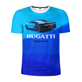Мужская футболка 3D спортивная с принтом Bugatti hypercar в Тюмени, 100% полиэстер с улучшенными характеристиками | приталенный силуэт, круглая горловина, широкие плечи, сужается к линии бедра | bugatti | chiron | hypercar | бугатти | гиперкар | суперкар | широн