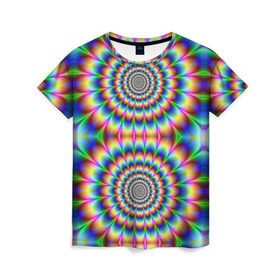 Женская футболка 3D с принтом Grazy fractal в Тюмени, 100% полиэфир ( синтетическое хлопкоподобное полотно) | прямой крой, круглый вырез горловины, длина до линии бедер | fraktal | luxury | premium | vip | премиум | фрактал | эксклюзив