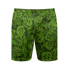 Мужские шорты 3D спортивные с принтом Тропические листья в Тюмени,  |  | Тематика изображения на принте: джунгли | монстера | пальма | растения | тропики