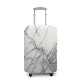 Чехол для чемодана 3D с принтом Белый мрамор в Тюмени, 86% полиэфир, 14% спандекс | двустороннее нанесение принта, прорези для ручек и колес | каменный | камень