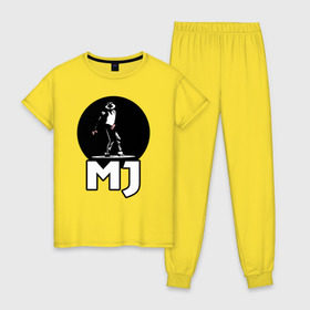 Женская пижама хлопок с принтом Майкл Джексон в Тюмени, 100% хлопок | брюки и футболка прямого кроя, без карманов, на брюках мягкая резинка на поясе и по низу штанин | michael jackson | mj | король | майкл джексон | поп музыка