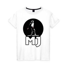 Женская футболка хлопок с принтом Майкл Джексон в Тюмени, 100% хлопок | прямой крой, круглый вырез горловины, длина до линии бедер, слегка спущенное плечо | michael jackson | mj | король | майкл джексон | поп музыка