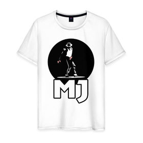 Мужская футболка хлопок с принтом Майкл Джексон в Тюмени, 100% хлопок | прямой крой, круглый вырез горловины, длина до линии бедер, слегка спущенное плечо. | michael jackson | mj | король | майкл джексон | поп музыка