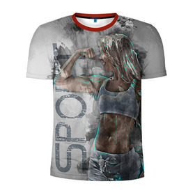 Мужская футболка 3D спортивная с принтом Фитоняшка в Тюмени, 100% полиэстер с улучшенными характеристиками | приталенный силуэт, круглая горловина, широкие плечи, сужается к линии бедра | Тематика изображения на принте: fitness