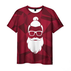 Мужская футболка 3D с принтом Санта хипстер в Тюмени, 100% полиэфир | прямой крой, круглый вырез горловины, длина до линии бедер | 2017 | борода | дед мороз | новый год | подарок на новый год | санта | санта хипстер | снег | снежинки | хипстер