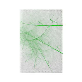 Обложка для паспорта матовая кожа с принтом Паутина зеленая в Тюмени, натуральная матовая кожа | размер 19,3 х 13,7 см; прозрачные пластиковые крепления | Тематика изображения на принте: абстракция | зеленый | линии | объем | стиль | узор | черный