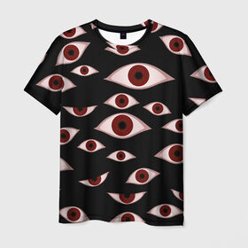 Мужская футболка 3D с принтом Глаза в Тюмени, 100% полиэфир | прямой крой, круглый вырез горловины, длина до линии бедер | Тематика изображения на принте: alucard | anime | helloween | hellsing | vampire | алукард | аниме | вампир | хеллоуин | хеллсинг