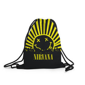 Рюкзак-мешок 3D с принтом Nirvana в Тюмени, 100% полиэстер | плотность ткани — 200 г/м2, размер — 35 х 45 см; лямки — толстые шнурки, застежка на шнуровке, без карманов и подкладки | cobain | kurt | кобейн | курт | нирвана