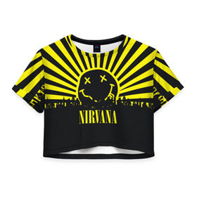 Женская футболка 3D укороченная с принтом Nirvana в Тюмени, 100% полиэстер | круглая горловина, длина футболки до линии талии, рукава с отворотами | cobain | kurt | кобейн | курт | нирвана