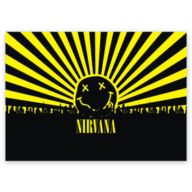 Поздравительная открытка с принтом Nirvana в Тюмени, 100% бумага | плотность бумаги 280 г/м2, матовая, на обратной стороне линовка и место для марки
 | cobain | kurt | кобейн | курт | нирвана