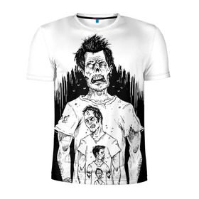 Мужская футболка 3D спортивная с принтом Зомби рекурсия в Тюмени, 100% полиэстер с улучшенными характеристиками | приталенный силуэт, круглая горловина, широкие плечи, сужается к линии бедра | halloween | zombie | зомби | рекурсия | хэллоуин