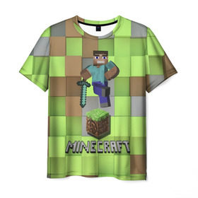 Мужская футболка 3D с принтом Minecraft в Тюмени, 100% полиэфир | прямой крой, круглый вырез горловины, длина до линии бедер | майнкрафт