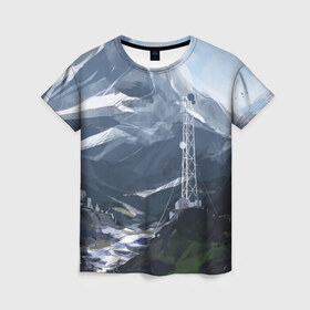 Женская футболка 3D с принтом Горы Алтая в Тюмени, 100% полиэфир ( синтетическое хлопкоподобное полотно) | прямой крой, круглый вырез горловины, длина до линии бедер | горы | пейзаж