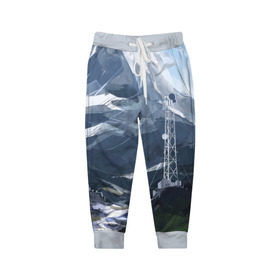 Детские брюки 3D с принтом Горы Алтая в Тюмени, 100% полиэстер | манжеты по низу, эластичный пояс регулируется шнурком, по бокам два кармана без застежек, внутренняя часть кармана из мелкой сетки | горы | пейзаж