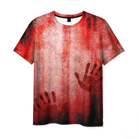 Мужская футболка 3D с принтом Отпечатки 2 в Тюмени, 100% полиэфир | прямой крой, круглый вырез горловины, длина до линии бедер | halloween | helloween | кровь | ужас | хеллоин | хеллоуин | хелуин