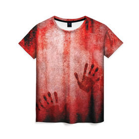 Женская футболка 3D с принтом Отпечатки 2 в Тюмени, 100% полиэфир ( синтетическое хлопкоподобное полотно) | прямой крой, круглый вырез горловины, длина до линии бедер | halloween | helloween | кровь | ужас | хеллоин | хеллоуин | хелуин