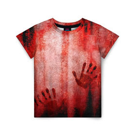 Детская футболка 3D с принтом Отпечатки 2 в Тюмени, 100% гипоаллергенный полиэфир | прямой крой, круглый вырез горловины, длина до линии бедер, чуть спущенное плечо, ткань немного тянется | halloween | helloween | кровь | ужас | хеллоин | хеллоуин | хелуин