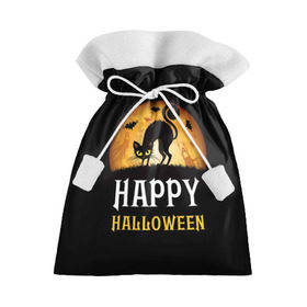 Подарочный 3D мешок с принтом Чёрный кот в Тюмени, 100% полиэстер | Размер: 29*39 см | halloween | ведьма | кошка | праздник | привидение | тыква | хэллоуин