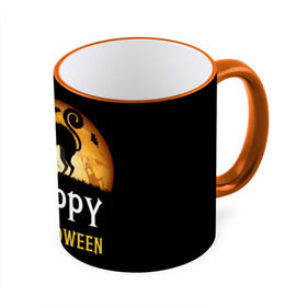 Кружка 3D с принтом Чёрный кот в Тюмени, керамика | ёмкость 330 мл | Тематика изображения на принте: halloween | ведьма | кошка | праздник | привидение | тыква | хэллоуин