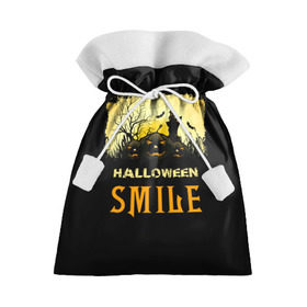 Подарочный 3D мешок с принтом Smile в Тюмени, 100% полиэстер | Размер: 29*39 см | halloween | замок | летучая мышь | луна | праздник | привидение | тыква | хэллоуин