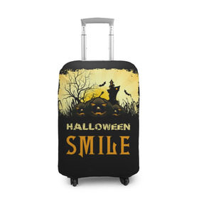 Чехол для чемодана 3D с принтом Smile в Тюмени, 86% полиэфир, 14% спандекс | двустороннее нанесение принта, прорези для ручек и колес | halloween | замок | летучая мышь | луна | праздник | привидение | тыква | хэллоуин