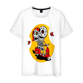 Мужская футболка хлопок с принтом Skeleton Love в Тюмени, 100% хлопок | прямой крой, круглый вырез горловины, длина до линии бедер, слегка спущенное плечо. | 