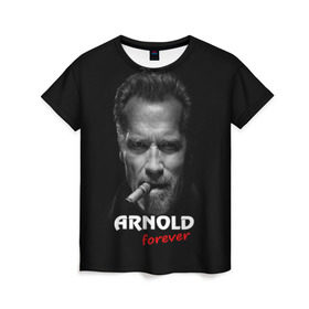 Женская футболка 3D с принтом Arnold forever в Тюмени, 100% полиэфир ( синтетическое хлопкоподобное полотно) | прямой крой, круглый вырез горловины, длина до линии бедер | Тематика изображения на принте: актёр | арнольд шварценеггер | боевик | звезда | киногерой | супергерой | терминатор
