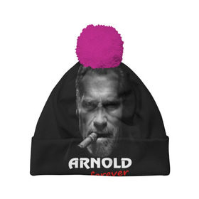 Шапка 3D c помпоном с принтом Arnold forever в Тюмени, 100% полиэстер | универсальный размер, печать по всей поверхности изделия | актёр | арнольд шварценеггер | боевик | звезда | киногерой | супергерой | терминатор