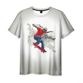 Мужская футболка 3D с принтом Скейтер в Тюмени, 100% полиэфир | прямой крой, круглый вырез горловины, длина до линии бедер | Тематика изображения на принте: skater | skull | xtreme | граффити | скейт | спорт | череп | экстрим