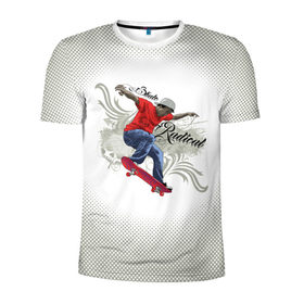 Мужская футболка 3D спортивная с принтом Скейтер в Тюмени, 100% полиэстер с улучшенными характеристиками | приталенный силуэт, круглая горловина, широкие плечи, сужается к линии бедра | Тематика изображения на принте: skater | skull | xtreme | граффити | скейт | спорт | череп | экстрим